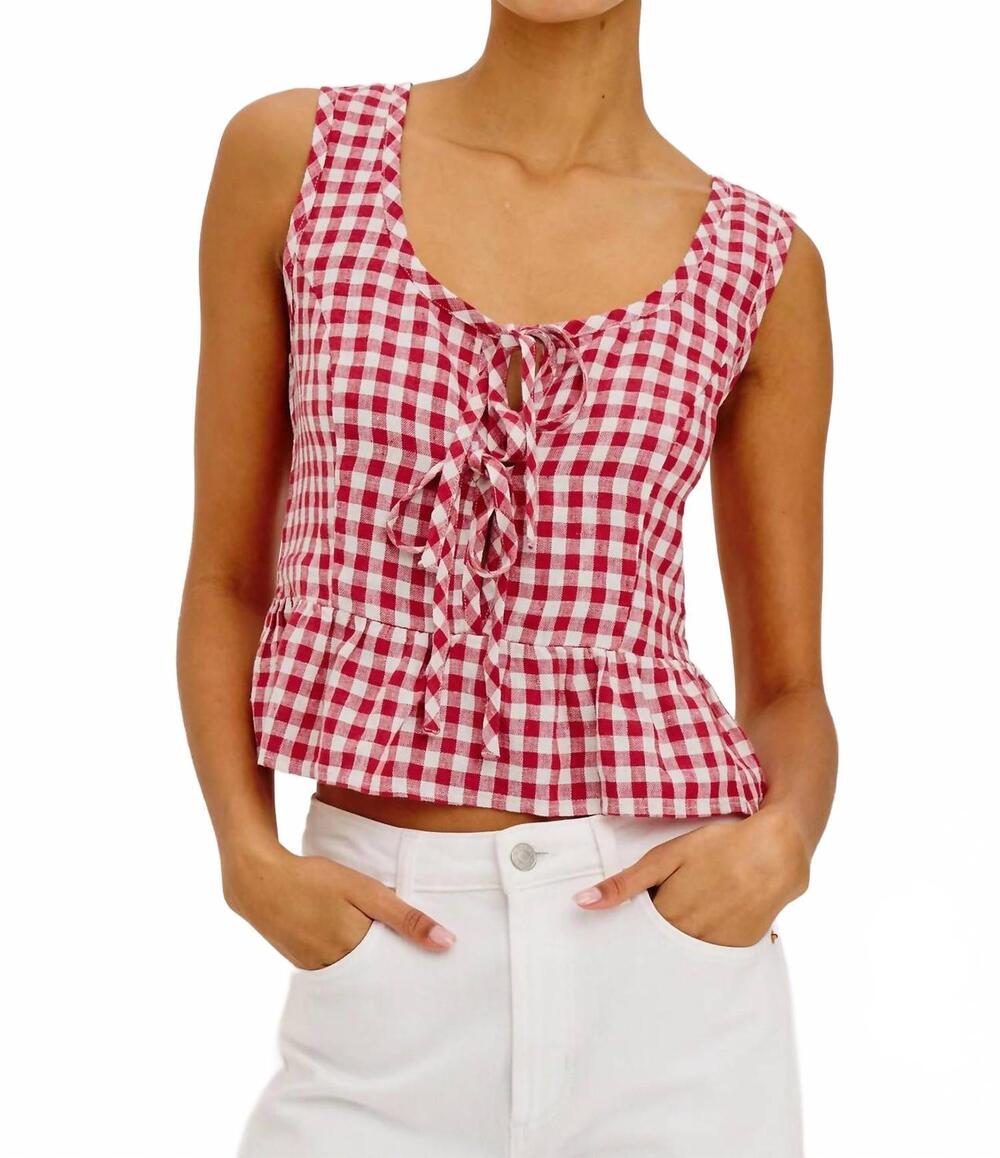 NEW RAILS jonah cropped sleeveless top in picnic check